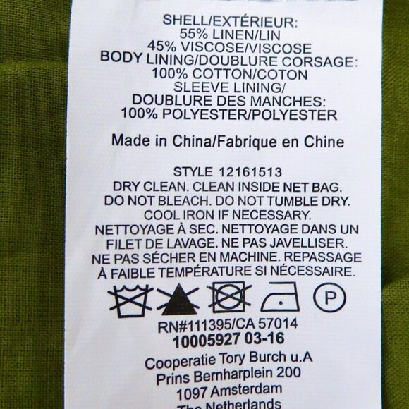 NEW! TORY BURCH Avery Hills Embellished Jacket Linen Blend Green SZ 4 - Picture 16 of 16